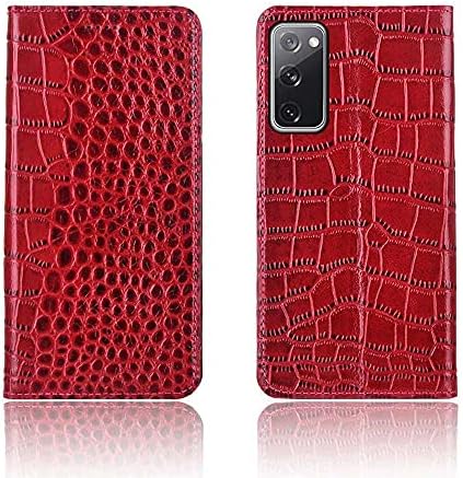 Eekuy Crocodile Texture Magnetic Flip Phone Case, para Samsung Galaxy S20 FE 6 polegadas Couro à prova de choques Stand com slots de 2 cartas, vermelho