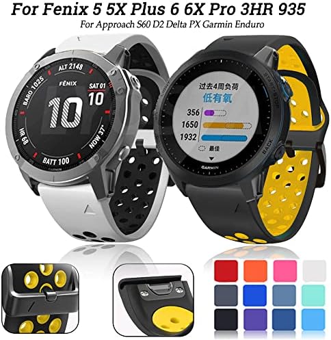 Bneguv Silicone 26mm 22mm Remação rápida Band para Garmin Fenix ​​6 6s 6x Pro 5x 5 5Plus 3 HR 935 S60 Watch EasyFit