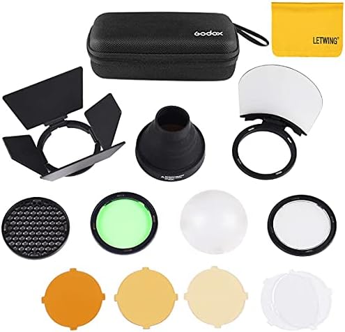 Godox V1-N Flash com acessórios AK-R1 Round Head compatível com a câmera Nikon
