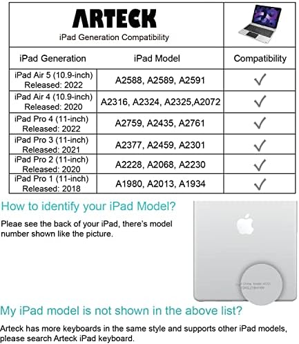 Arteck iPad Air 5 / Air 4 10,9 polegadas / iPad Pro Casal de teclado de 11 polegadas com trackpad, teclado Bluetooth com estojo de proteção completa do fólio e touch pad para Apple 10.9 e 11 in iPad com rotação giratória