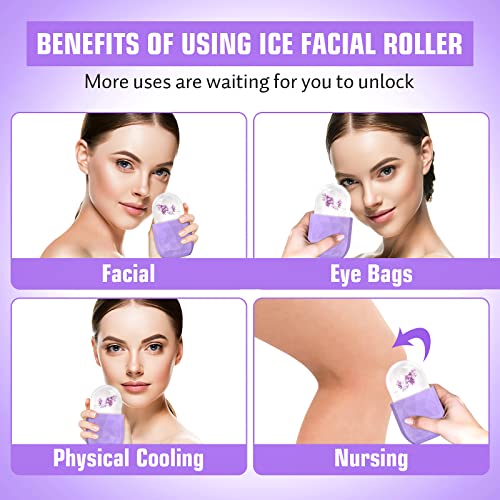 Rolo de rosto de gelo para alívio do rosto e dos olhos, acalma a pele e encolhe os poros, reutilizável cubo de gelo facial de silicone beleza cuidados de massagem Ferramentas de gelo para iluminar o presente de pele para mulheres