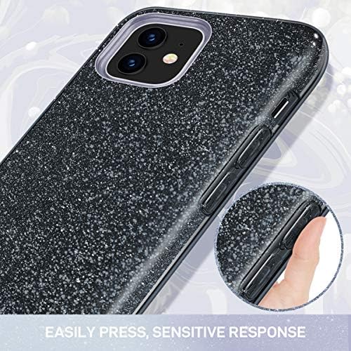 MilProx Case Compatível para iPhone 11, Bling Glitter Luxury Luxury Shinner Shell, Proteção 3 camadas híbridas Anti -lampe