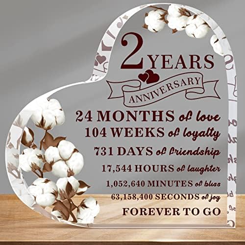 2 anos de aniversário de algodão Desenho de Flor de algodão Impressão de acrílico Presente de 2º aniversário Presente