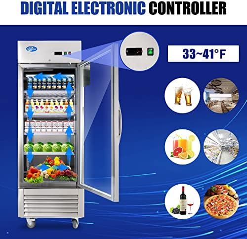 Kalifon Comercial Display Refrigerador Merchandiser com 1 porta de vidro - 23 Cu.ft geladeira vertical geladeira com iluminação LED