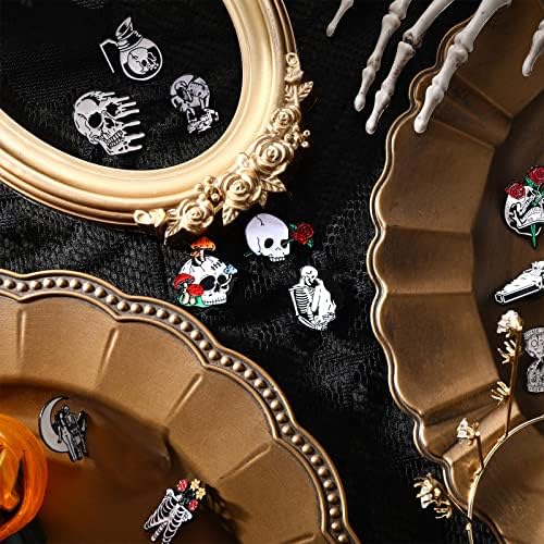 20 PCs Halloween Goth esmalte o pino do crânio Pinos de esmalte de esqueletos assustadores define horror gótico pinos de broche de