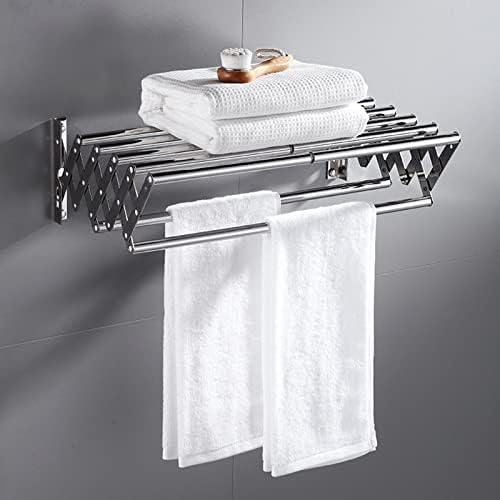 OUSich Bidirecional Rack de secagem retrátil para lavanderia, 31,5 polegadas de roupas de banheiro dobrável Rack de secador de toalha