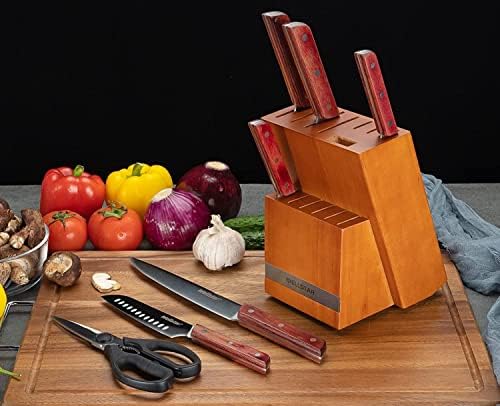 Facas de cozinha Bloco 14 slot, suporte natural de faca de madeira sem facas - Bloco de faca de faca de madeira de madeira