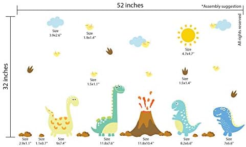 Dinosaurs de bebê Decalques de parede 27pcs para crianças quarto - kit 2 - quartos e adesivos