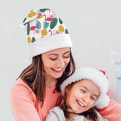 Chapéu de Papai Noel de Natal, Flamingo deixa chapéu de férias de Natal para adultos, Hats de Natal de Comforto Unisex