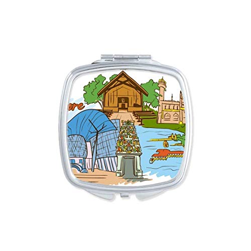 Sinapore Flavor Safari Museum Cathedral Mirror Portátil Compact Pocket Maquia