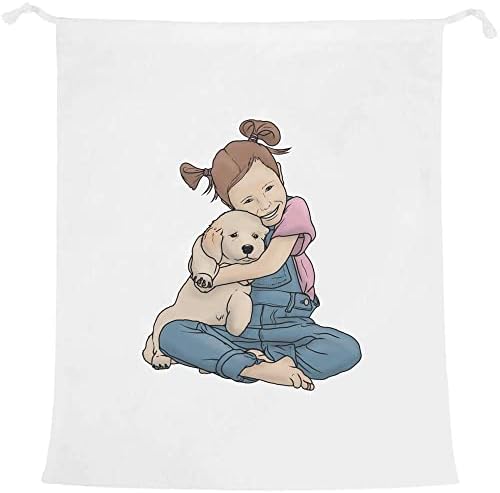 Azeeda 'Girl Hugging Puppy' Laundry/Lavagem/Bolsa de Armazenamento