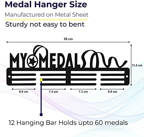 Sehaz Artworks Medal Hanger Display | Exibição do suporte da medalha | Exibição de medalha de corrida | Exibição do cabide da medalha | Medalha de maratona Display | Rack de medalha | Exibir até 40 medalhas