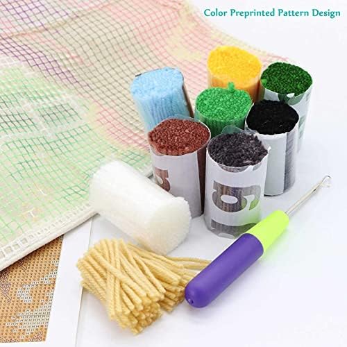 Kits de kits de gancho de trava diy, colorido de artes e artesanato colorido kits de tapete de gancho de crochê 34x24 em decoração de tapeçaria artesanal