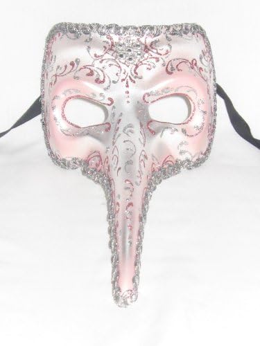 Máscara de nariz veneziana de glitter rosa