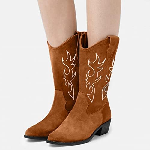 Teprec Womens Cowgirl Boots Women Western Cowboy Boots Mid Calf Cowgirl Boot Boots Sapatos de Inverno Crescedor Botas