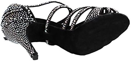 Sapatos de dança de salão de baile latino para mulheres com hipósseu com strass Modern Tango Salsa Party Sapates de 8,5 cm, modelo