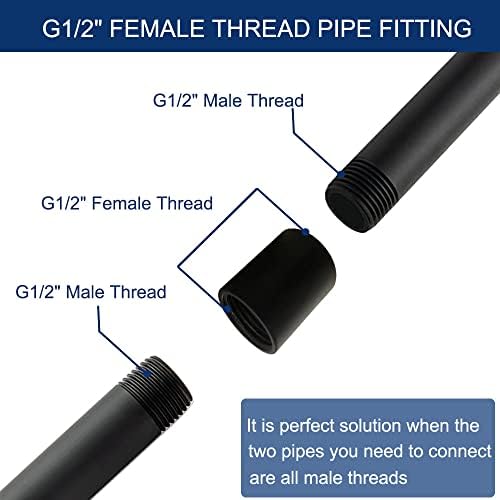 Acumulação de tubo de latão preto, adaptador de encaixe de rosca fêmea de 1/2 g, acoplamento de chuveiro para tubos de banheiro, encanamentos em casa