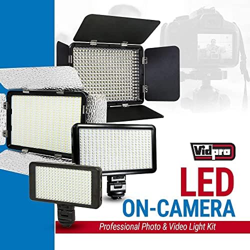 Vidpro LED -150 Kit de luz de foto e vídeo - Luz LED do painel da câmera - Luz LED - Ajuste e combate a luz Câmeras de vídeo