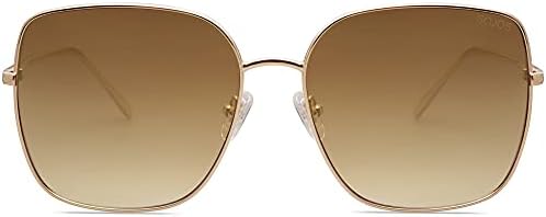 Sojos Trendy Oversized Square Metal Metal Frame Sunglasses para homens homens planos lentes espelhadas Proteção UV Óculos de sol SJ1146