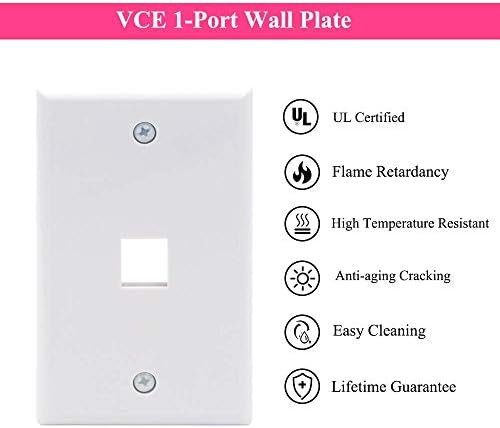 VCE 10-PACK 1 Porta Keystone Wall Placa com 5-Pack Gold Bated RCA Keystone Jack Insert