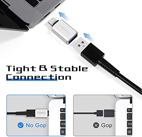 Fonbay USB-C para Micro USB 3.0 Adaptador, transferência de dados de alta velocidade, adaptador USB C para USB para MacBook Pro 2020, Mini LED iPad 2021, Samsung Notebook 9, Galaxy Note 20 S20