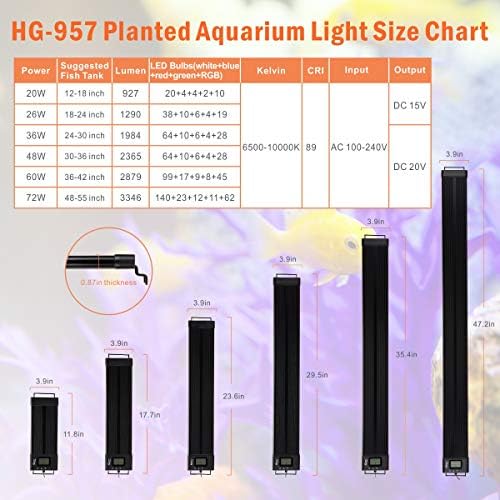 Hygger Auto On Off Off LED Aquarium Light extensível 12-17 polegadas 7 Cores Sunrise Sunset Spectrum Fulltle Frept