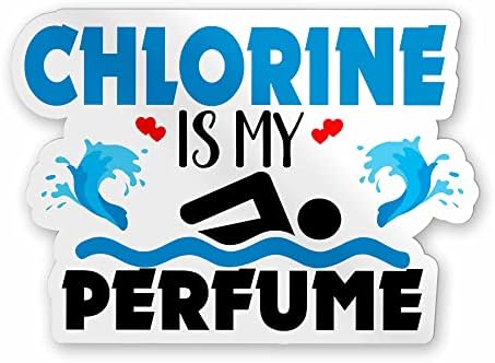 Adesivo cvhoming, cloro é meu adesivo de natação de perfume adesivo de natação, adesivo de decalque de vinil, adesivos para garrafas de água, skates e cadernos, adesivos de laptop, tamanho 4