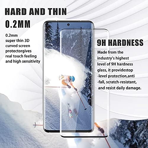 [2+2 pacote] Galaxy S20 Protetor de tela Ultra, protetor de câmera, resistente a arranhões de vidro temperado de 9h, suporte ultrassônico de impressão digital, 3D HD Curved, para Samsung Galaxy S20 Ultra 5G 6,9 polegadas