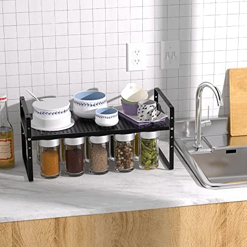 Gedlire Expandível Cabinete de cozinha Organizadores de prateleira 4 Pacote, prateleiras de armazenamento de despensa de metal empilhável