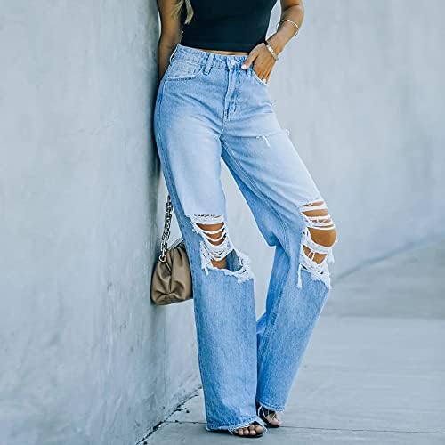 jeans lisfos de lcepcy para mulheres casuais soltas de cintura de cintura