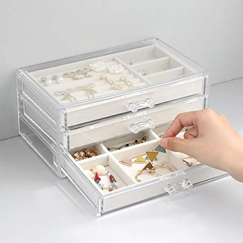 Caixa de armazenamento de acrílico transparente WODMB, armazenamento de jóias de gaveta de estilo simples, colar, brinco e organizador de anel