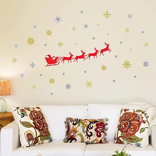Walplus Papai Noel Sleigh Christmas Decorações de folga para casa adesivos de parede internos de casa