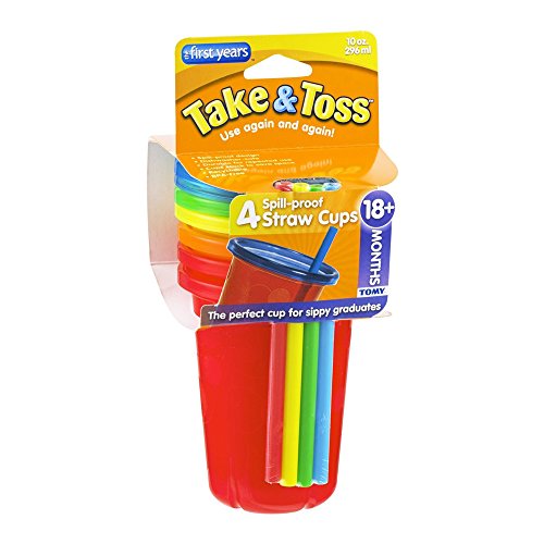 Os primeiros anos Take & Toss Straw Cup, menino, 10 onças, multicolor, 4 contagem