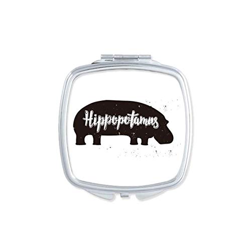 Hippopotamus preto e branco espelho de animal portátil maquiagem de bolso compacto vidro de dupla face