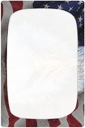 Alaza Americana Norte Águia Bald em folhas de berço de bandeira americana Folha de berço para meninos bebês bebês criança, tamanho padrão 52 x 28 polegadas