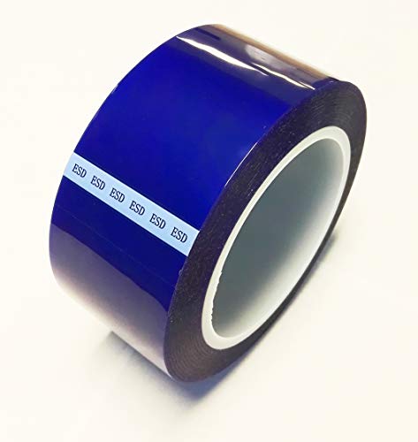 BERTECH ESD TAPE, 1/8 polegada x 72 jardas, azul, filme de poliéster com adesivo de silicone