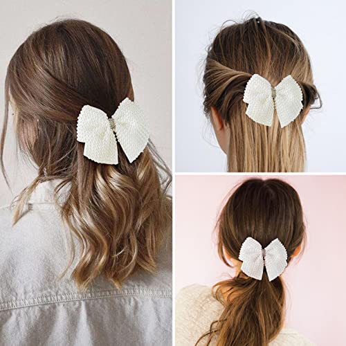 Cabelos de cabelo de pérola para meninas pérolas clipe de cabelo brancos clipe de arco de arco de cabelo arcos de cabelo pérola