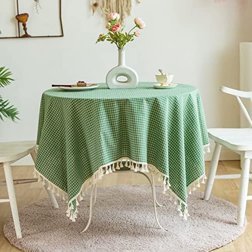 Toalha de mesa de algodão Liujiu 140x140cm Tampa de mesa de mesa lavável para mesa não mordível Tobeira de mesa de mesa de mesa para