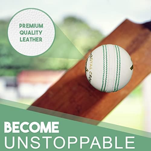 BT White Cricket Ball - Pacote de 3 bolas de críquete de couro genuínas para críquete e prática do dia ou noite do dia