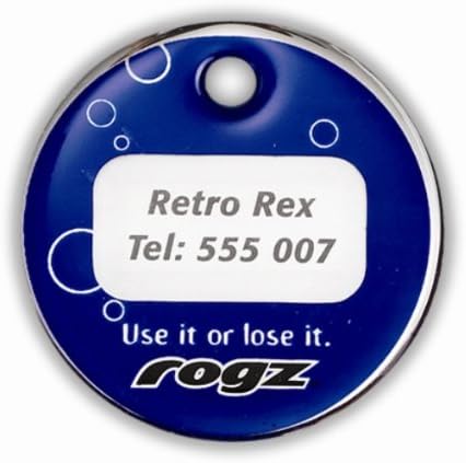 Rogz ID Tag para cães e gatos, design pequeno, azul e rosa Rogzette