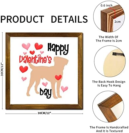 Feliz Dia dos Namorados Cão de animais de estimação emoldurado para casa Valentine Red Heart Silhoueta de parede retrô pendurada placa de arte com moldura de madeira BEAGLE DOG FORÇA DE MADEIRA DE MADEIRA DE LAPANHA