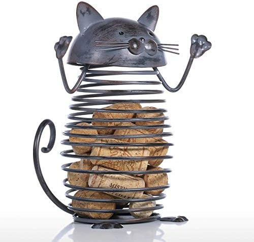 XJJZS Spring Cats Recumista de cortiça Iron escultura CATS CATOS JARRA BRANCHE