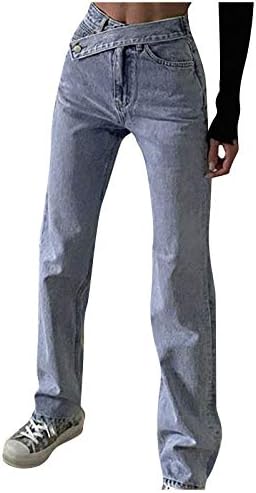 Calça de carga Jeans larga Jeans Jeans de jeans Athletic Zipper Jeans de jeans com bolsos calças femininas altas femininas com cintura