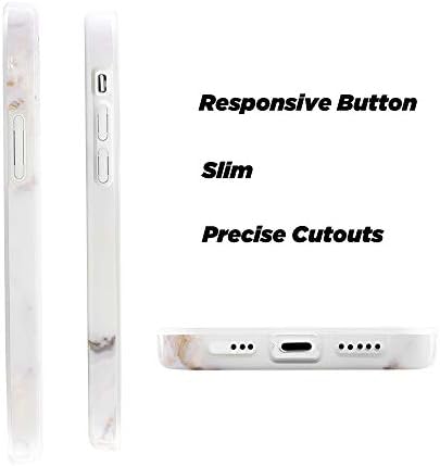 Caso OBBII Compatível com o iPhone 12 Pro/12 Protetive White Golden Marble Case Slim Soft TPU Silicone à prova de choques