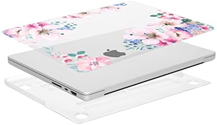 Mosis Compatível com MacBook Pro 16 polegadas Caso 2023 2022 2021 Release M2 A2780 A2485 M1 PRO/MAX CHIP com ID de toque, concha dura de flor de prunus plástico e capa e protetor de tela transparente, transparente