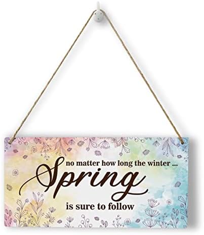 Placa de primavera rústica Arte da parede de madeira Decoração suspensa Decoração inspiradora de férias de primavera Sinal