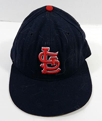 1996-97 St. Louis Cardinals Dmitri Young #24 Jogo usado Navy Hat 7.125 DP22671 - jogo usado HATS MLB