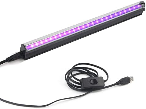 Barra de luz preta LED, 10W 1ft USB portátil T5 UV Blacklight Tube Glow in the Dark for Body Body Belroom Bedroom Decor Supplies