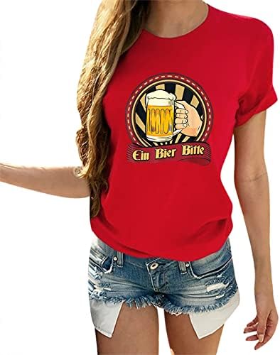 Camisa grande para mulheres com camiseta engraçada estampa de cerveja para mulheres tampos de manga curta camisetas