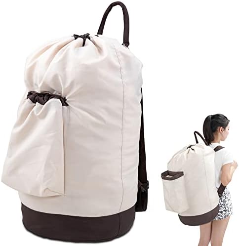 Mochila da bolsa de lavanderia, bolsa grande com bolso dianteiro e alças ajustáveis, roupas de mochila duráveis ​​para viajar, faculdade, apartamento, lavanderia